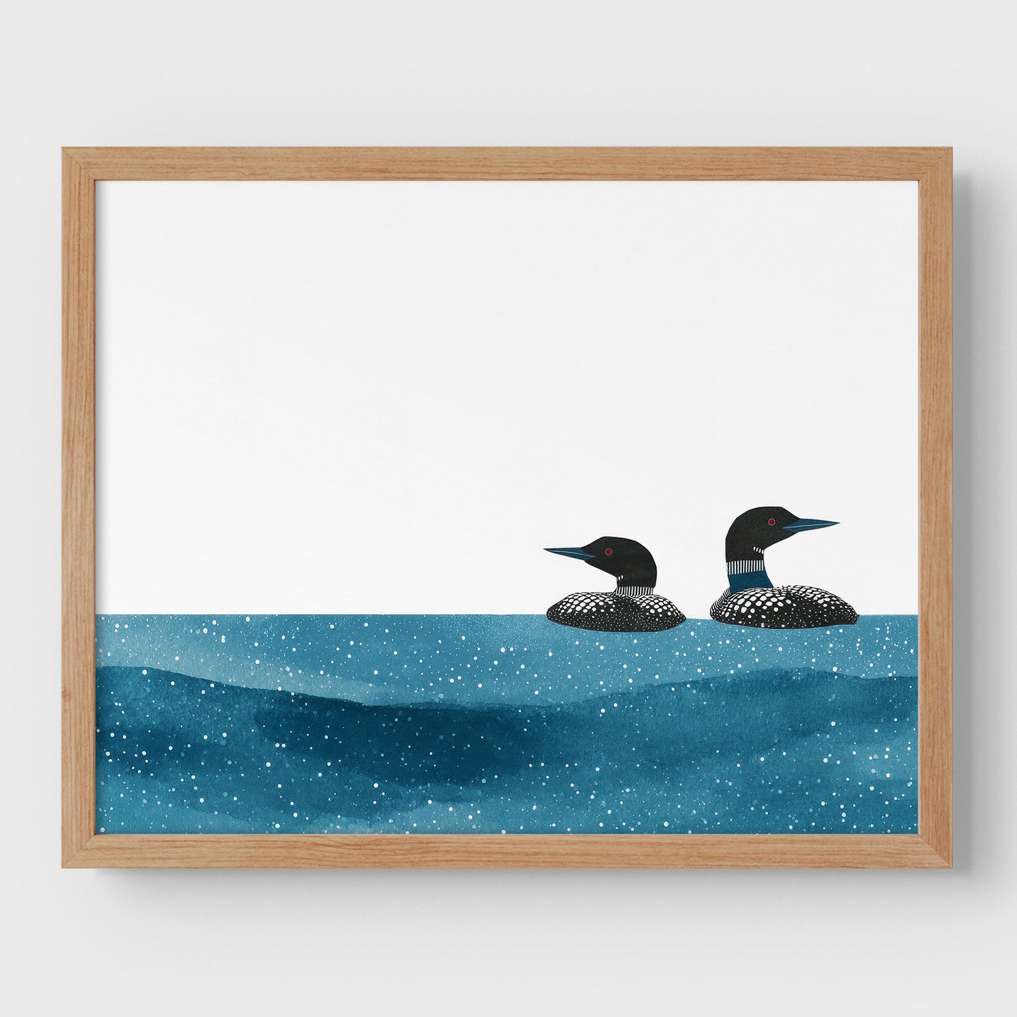 Minimalist Watercolor Loons Horizontal Art Print