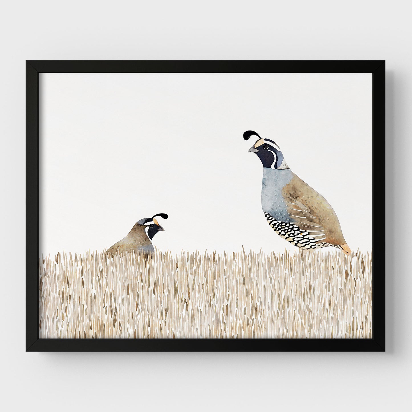 Minimalist California Quail Watercolor Print