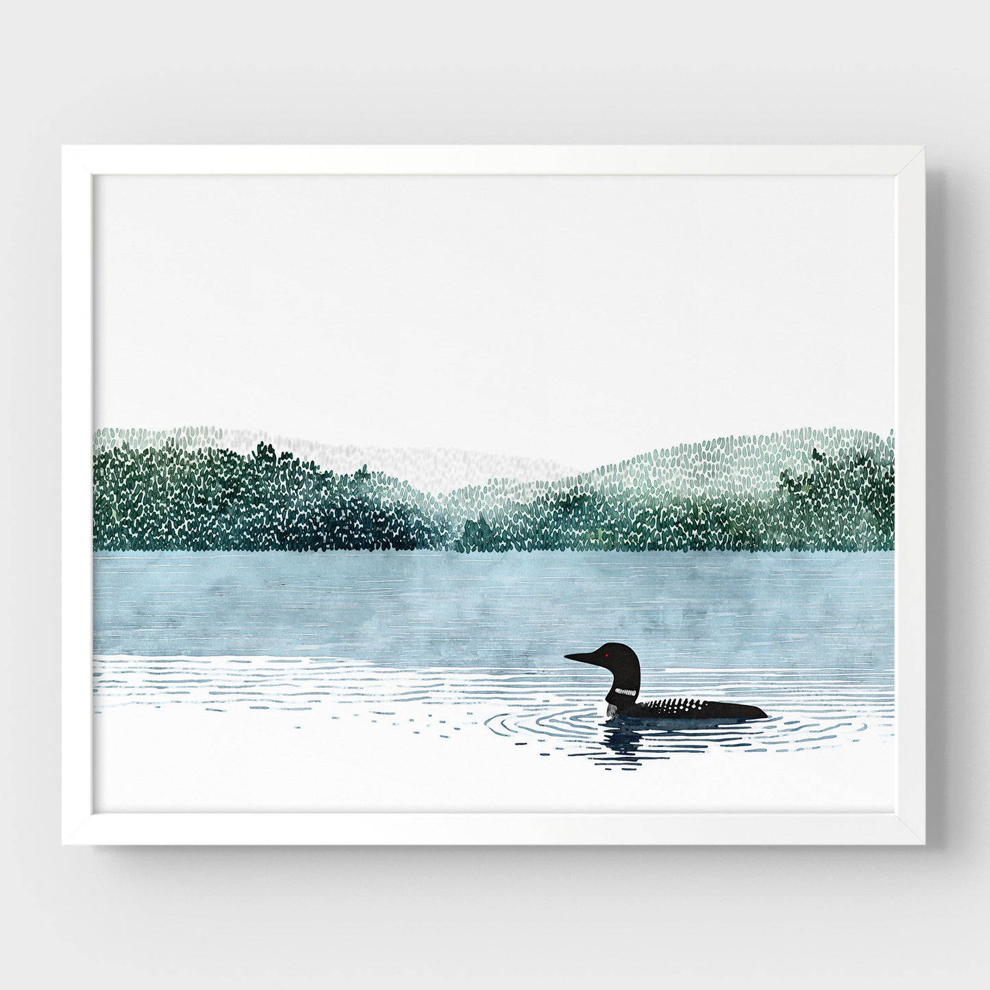 Loon on Misty Lake Art Print