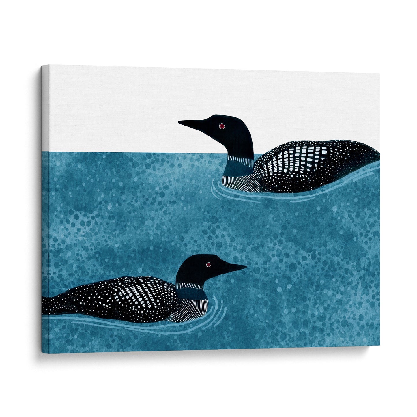 Modern Minimalist Loons Horizontal Watercolor Art Print