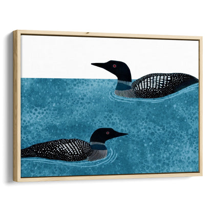 Modern Minimalist Loons Horizontal Watercolor Art Print