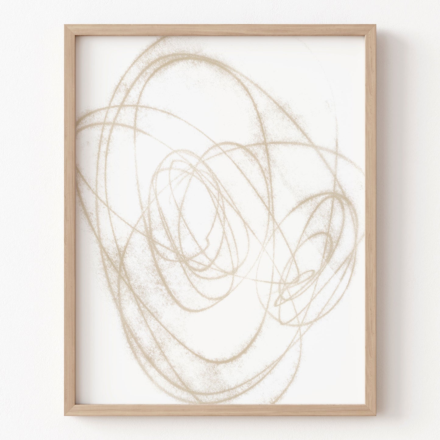 Framed abstract art with wavy lines on a white background