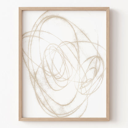 Framed abstract art with wavy lines on a white background