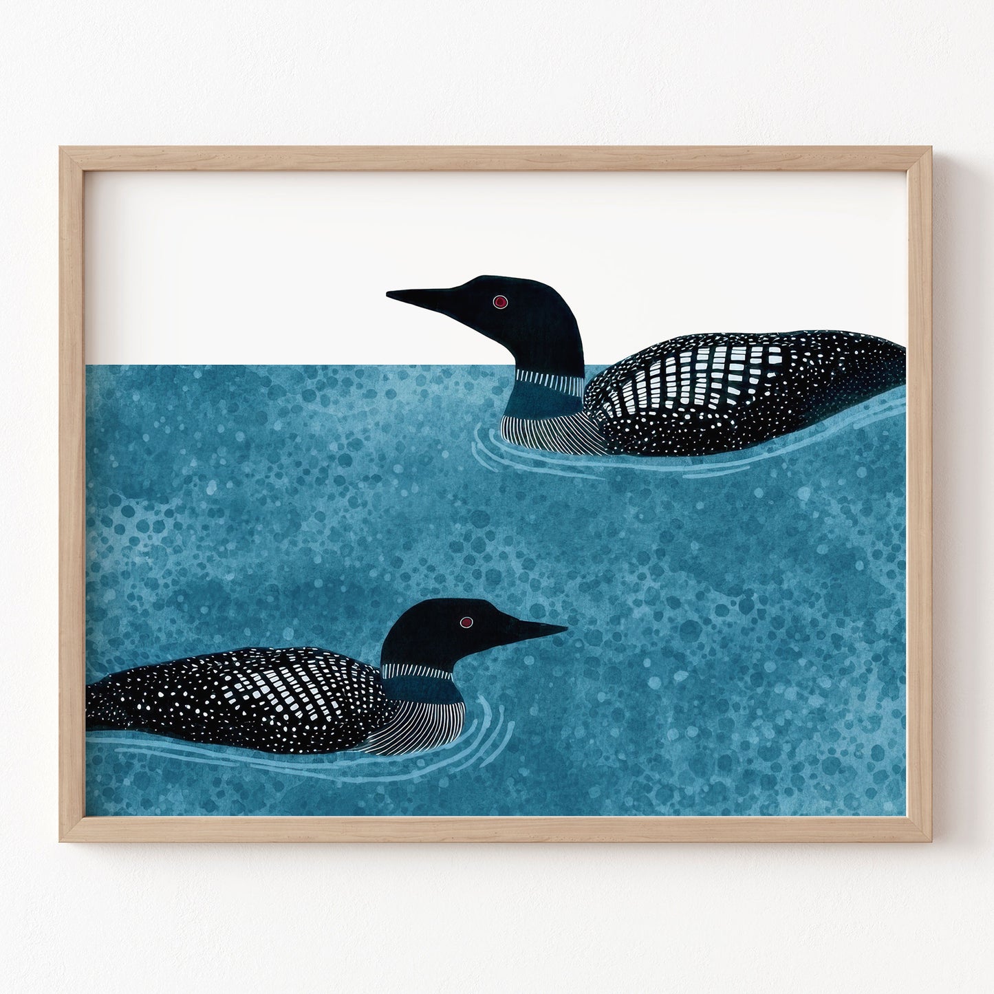 Modern Minimalist Loons Horizontal Watercolor Art Print