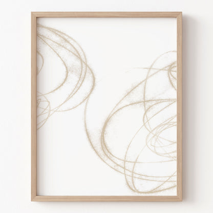 Framed abstract art print with wavy lines on a white background
