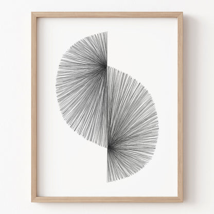 Framed abstract art with a geometric design on a white background