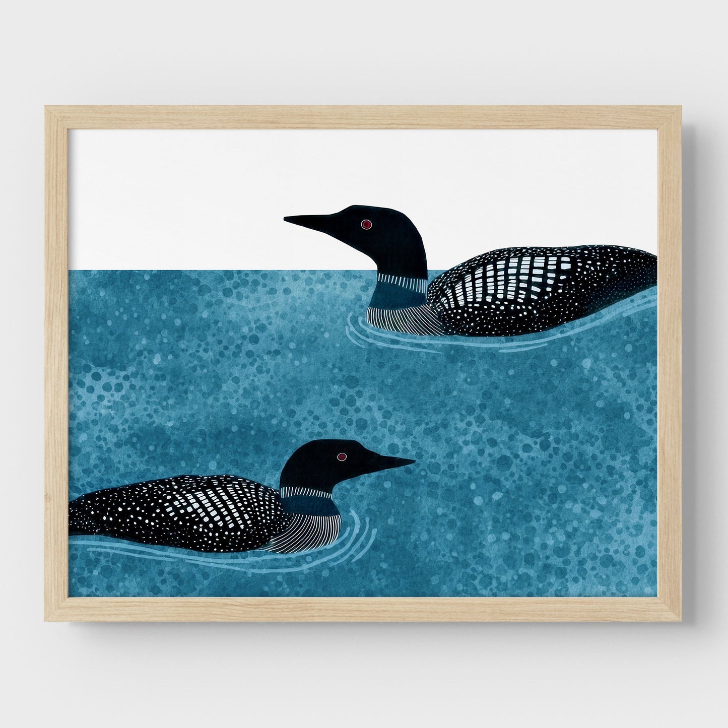 Modern Minimalist Loons Horizontal Watercolor Art Print