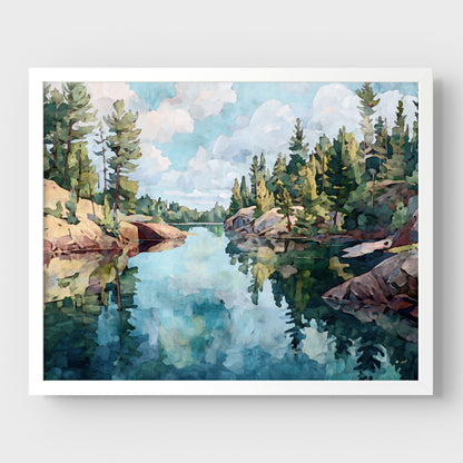 Northern Minnesota Lake Watercolor Print
