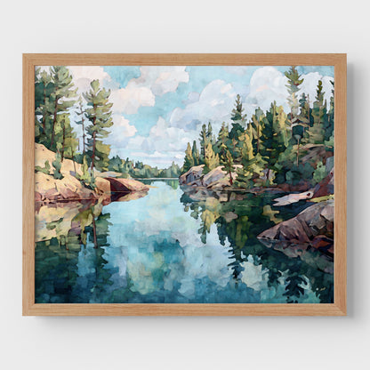 Northern Minnesota Lake Watercolor Print