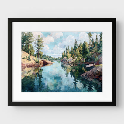 Northern Minnesota Lake Watercolor Print
