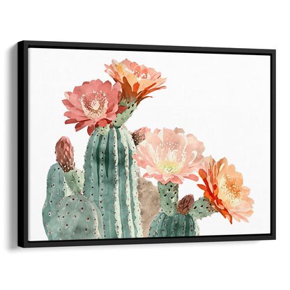 Peach Coral Cactus Flower Print
