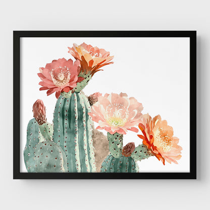 Peach Coral Cactus Flower Print