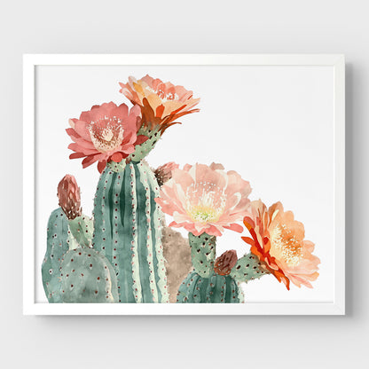 Peach Coral Cactus Flower Print