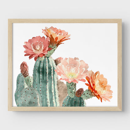 Peach Coral Cactus Flower Print