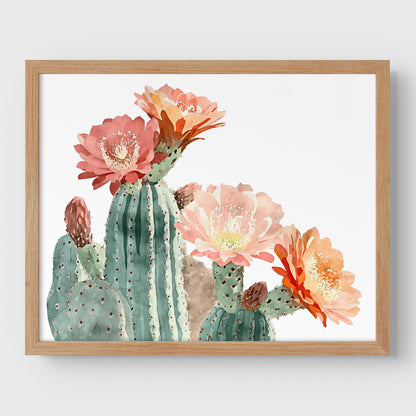 Peach Coral Cactus Flower Print