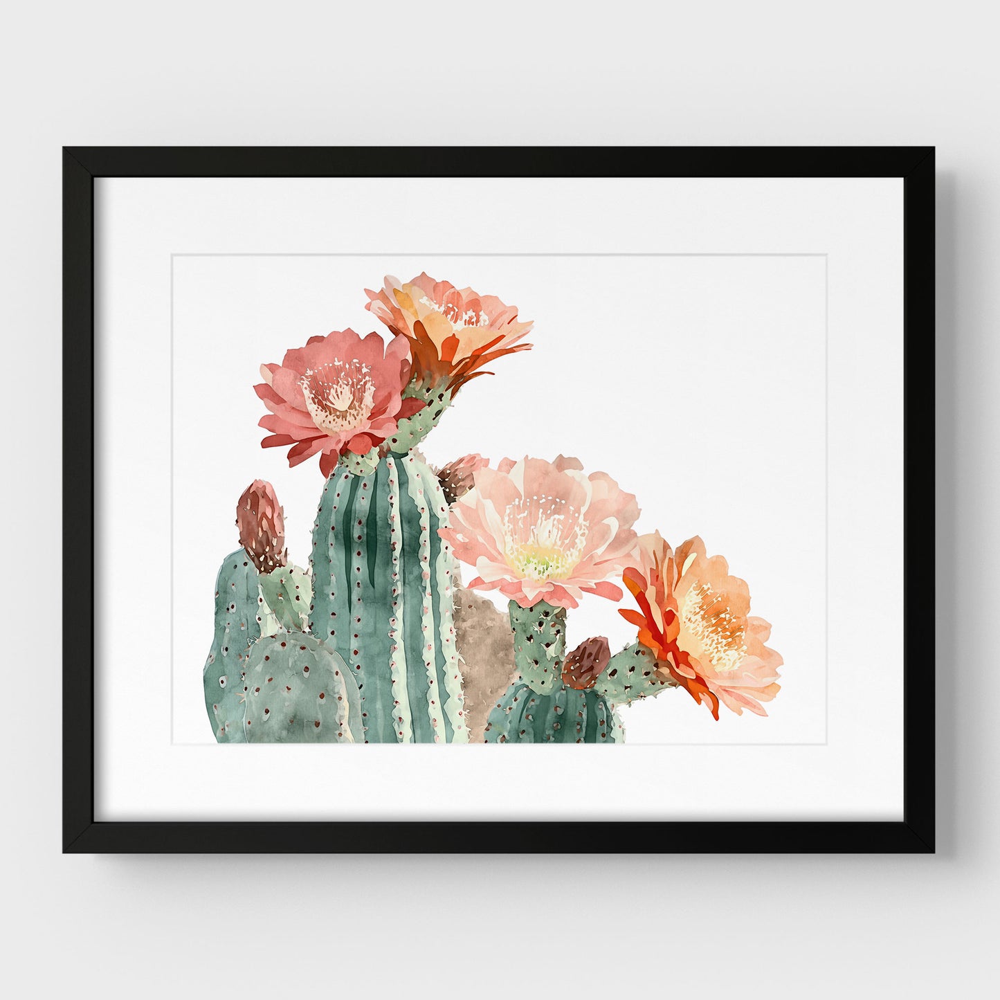 Peach Coral Cactus Flower Print