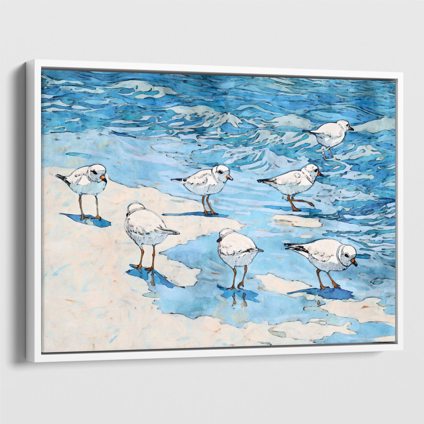 Piping Plovers Beach Watercolor Art Print