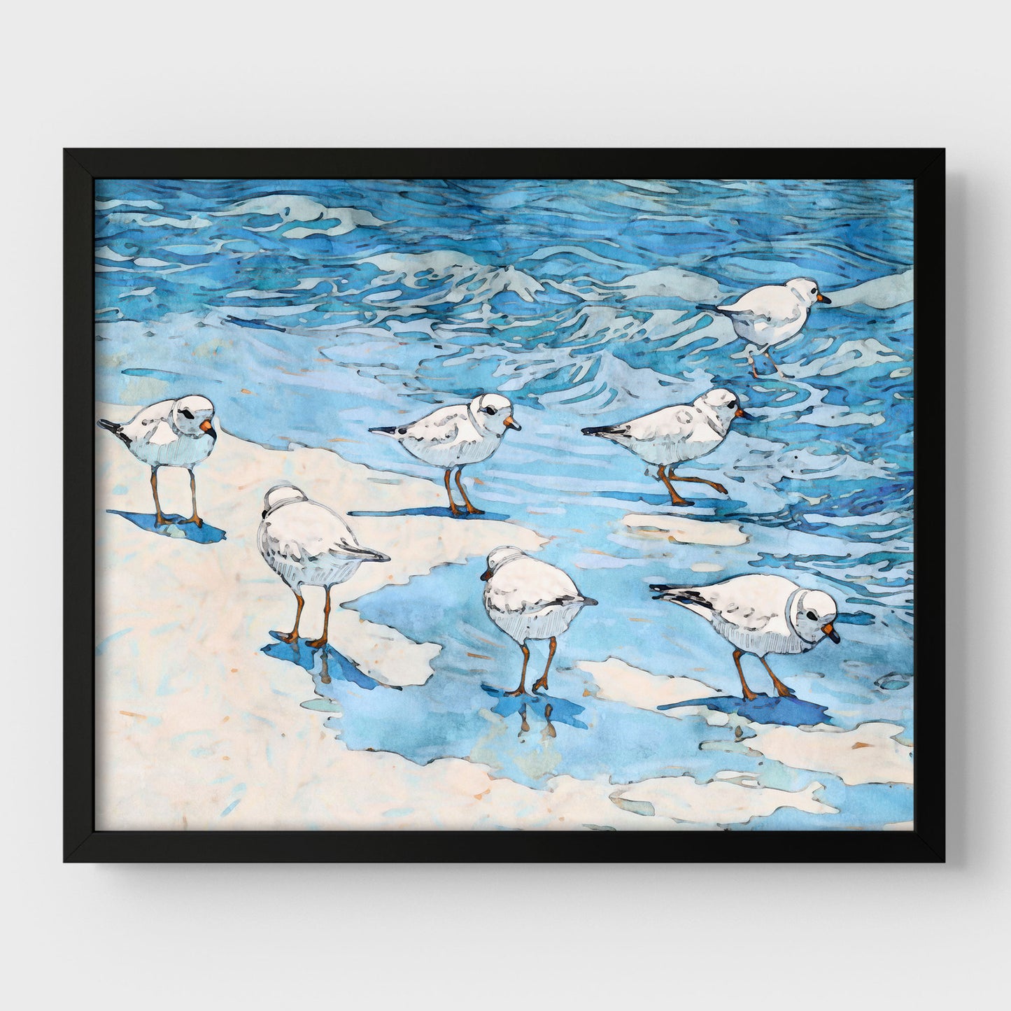 Piping Plovers Beach Watercolor Art Print
