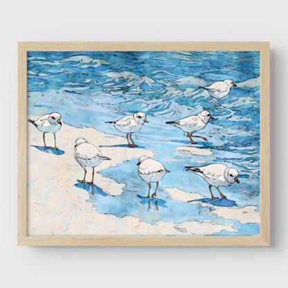 Piping Plovers Beach Watercolor Art Print