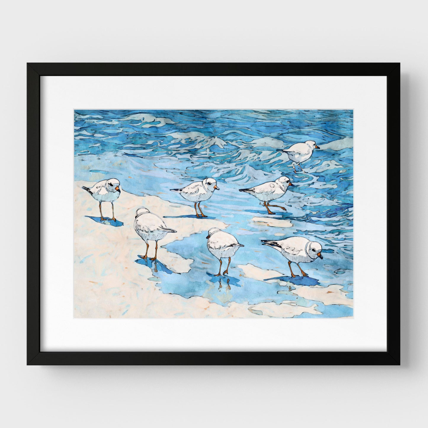 Piping Plovers Beach Watercolor Art Print