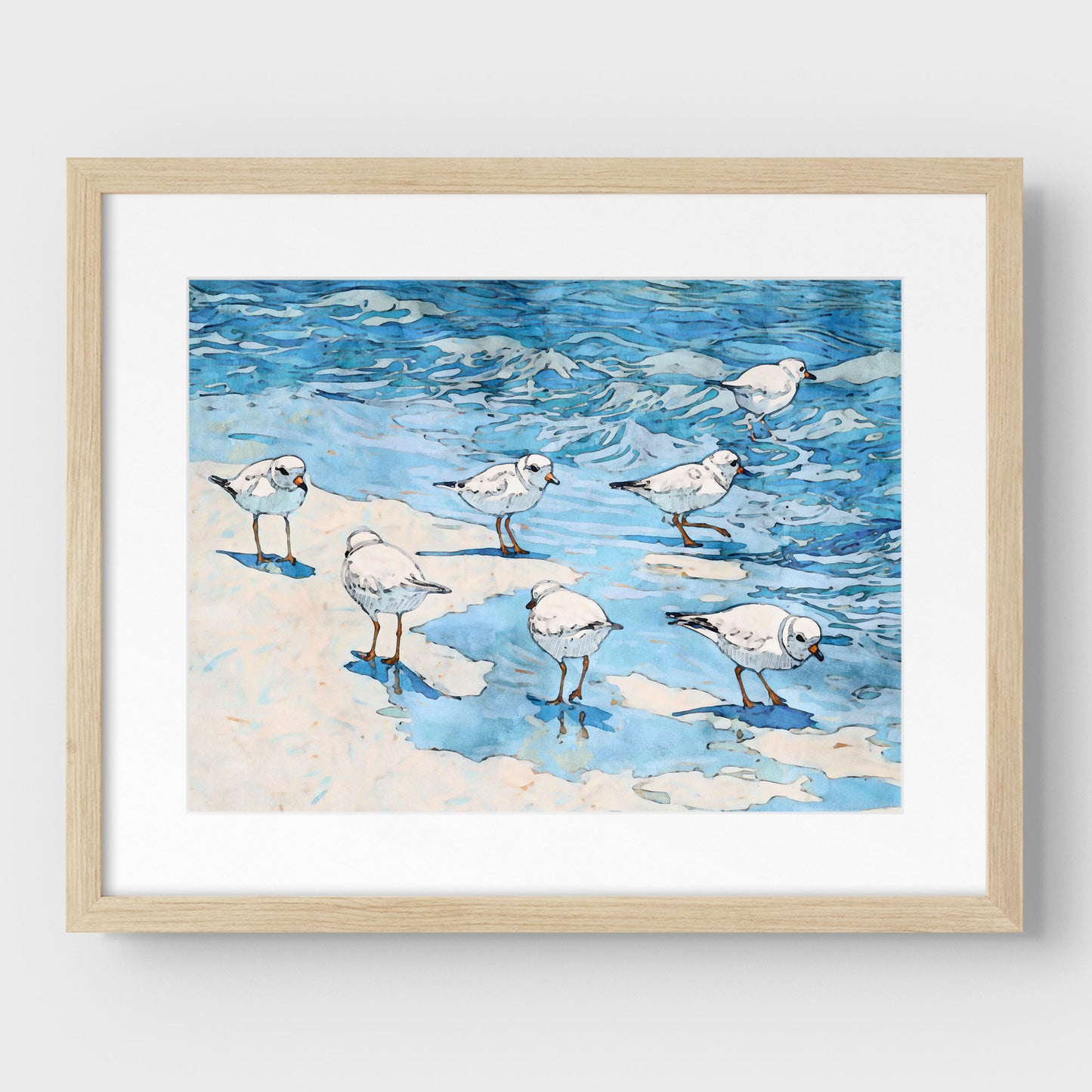Piping Plovers Beach Watercolor Art Print