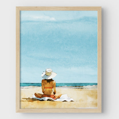 Woman on the Beach Print