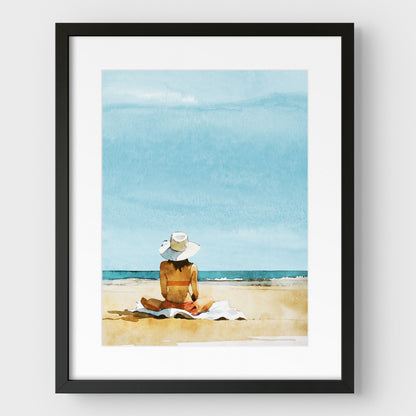 Woman on the Beach Print