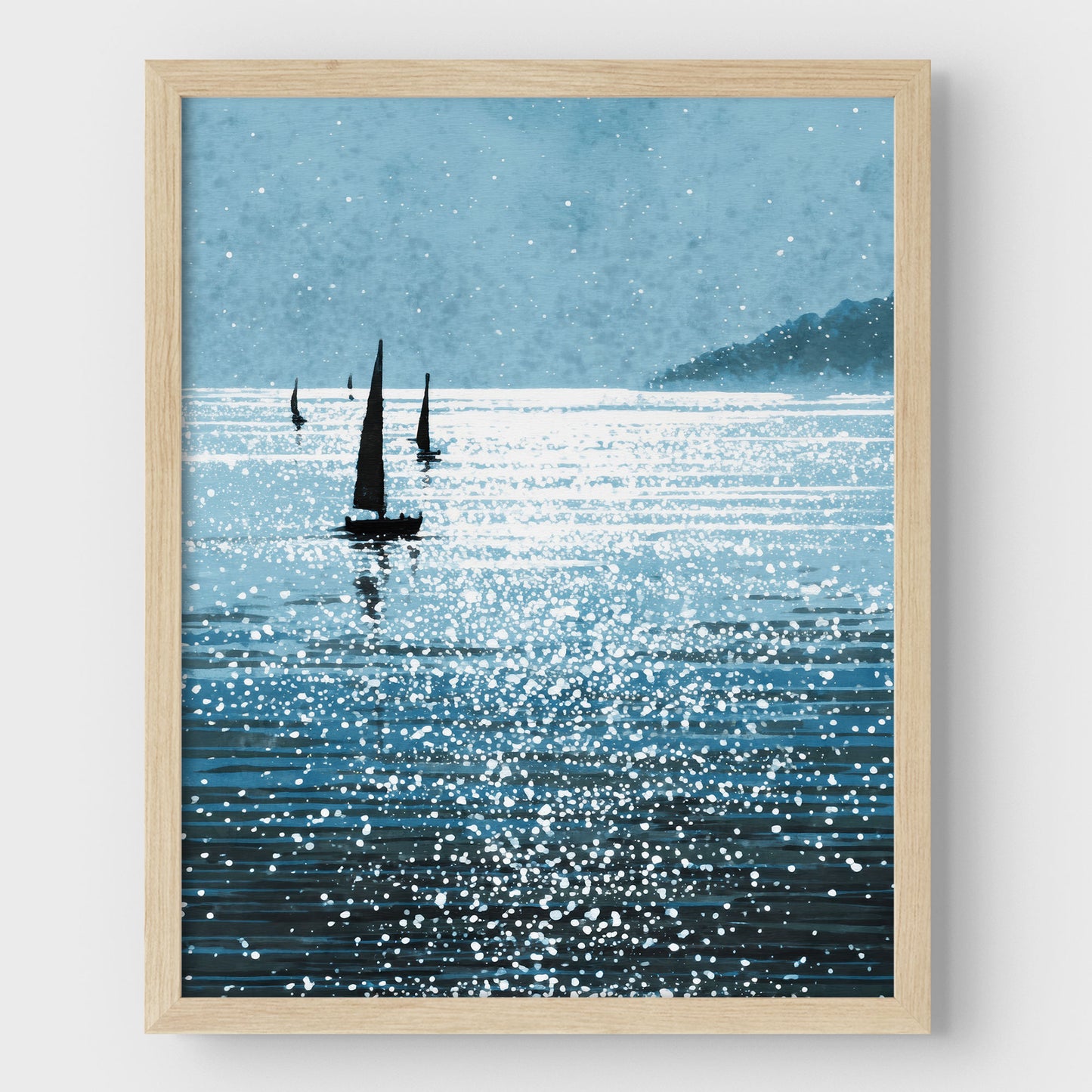 Sailboats on a Sunlit Sea Art Print