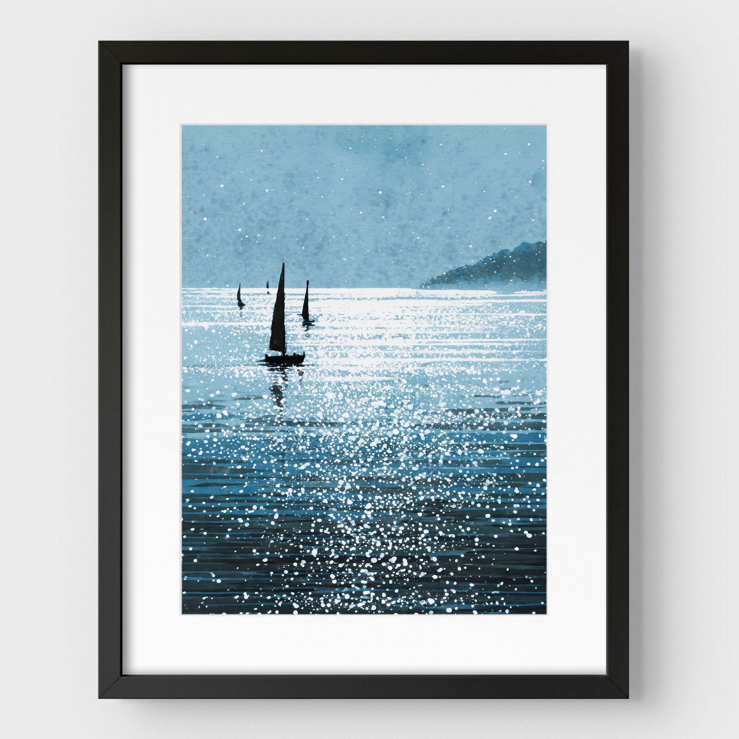 Sailboats on a Sunlit Sea Art Print