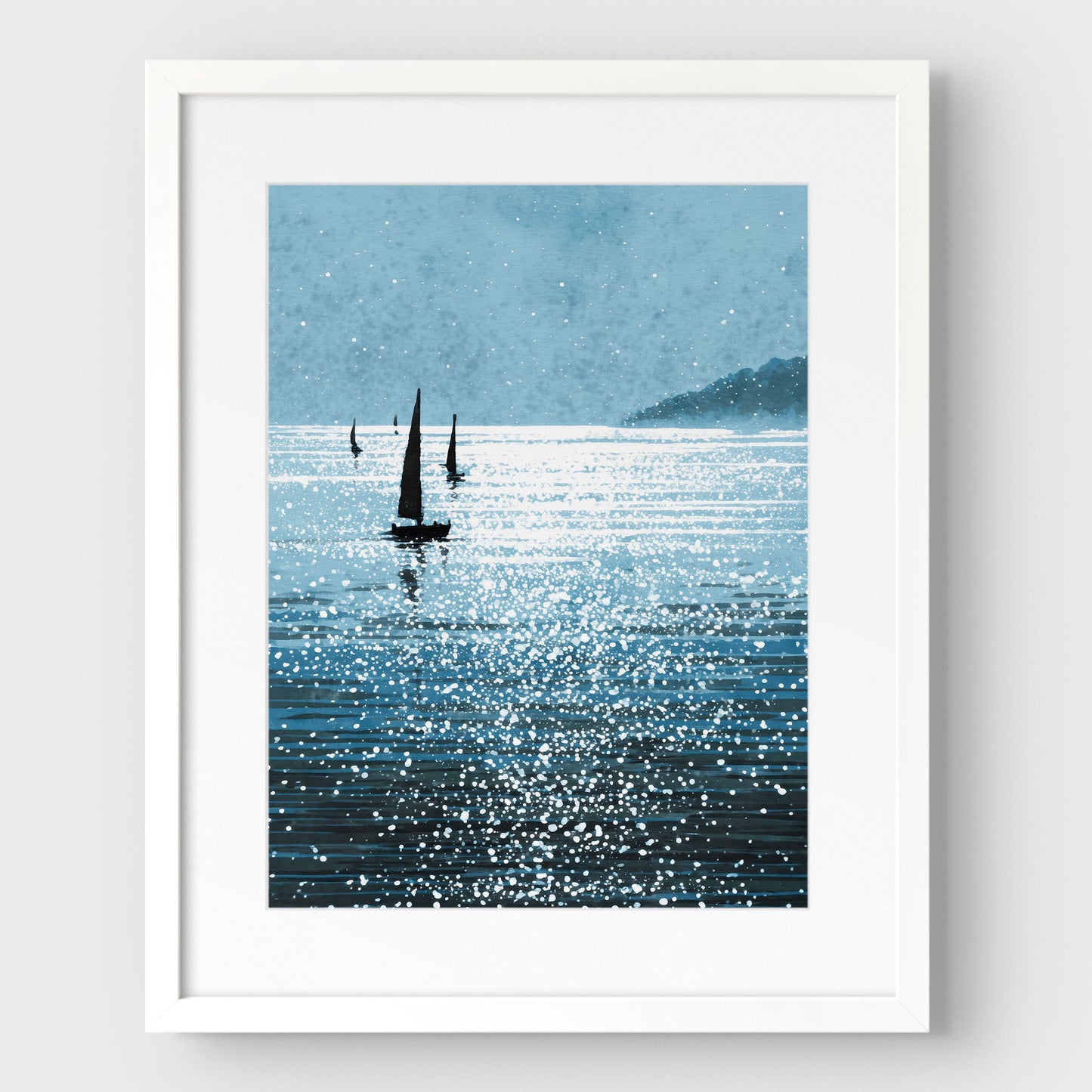 Sailboats on a Sunlit Sea Art Print