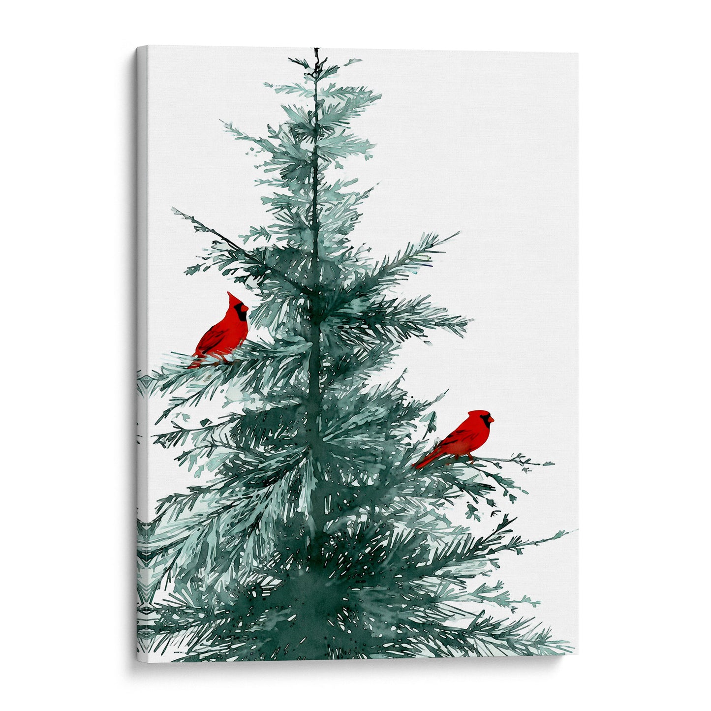 Two Red Cardinals in Pine Tree Art Print