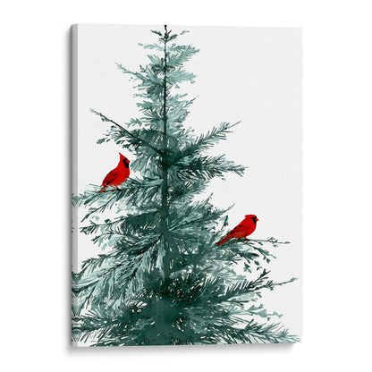Two Red Cardinals in Pine Tree Art Print