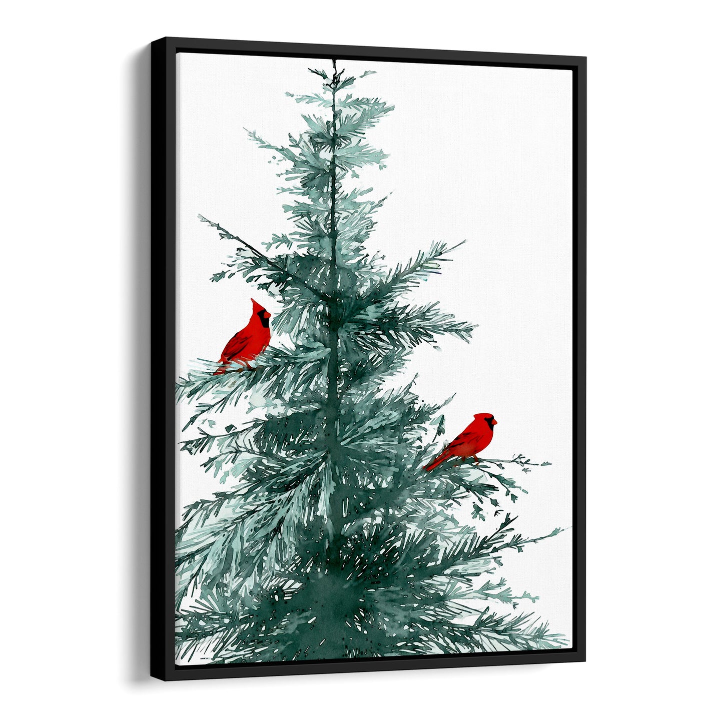 Two Red Cardinals in Pine Tree Art Print