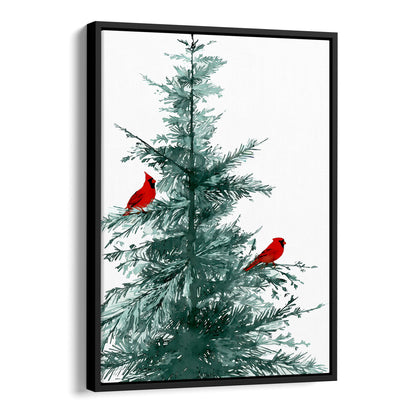 Two Red Cardinals in Pine Tree Art Print