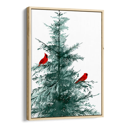 Two Red Cardinals in Pine Tree Art Print