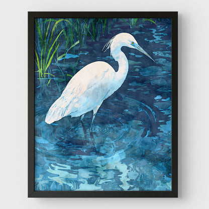Snowy Egret Watercolor Print