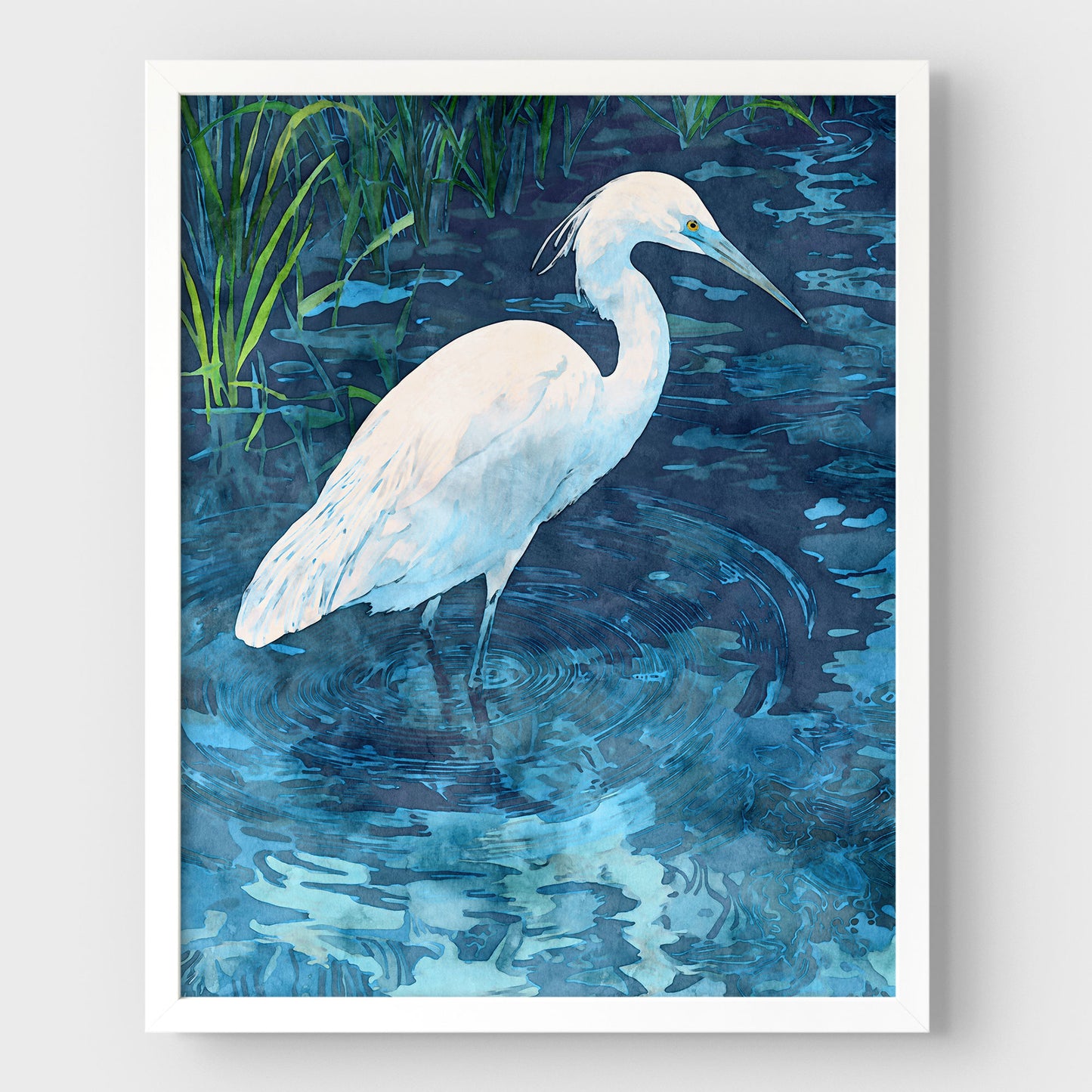 Snowy Egret Watercolor Print