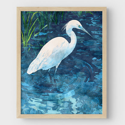 Snowy Egret Watercolor Print
