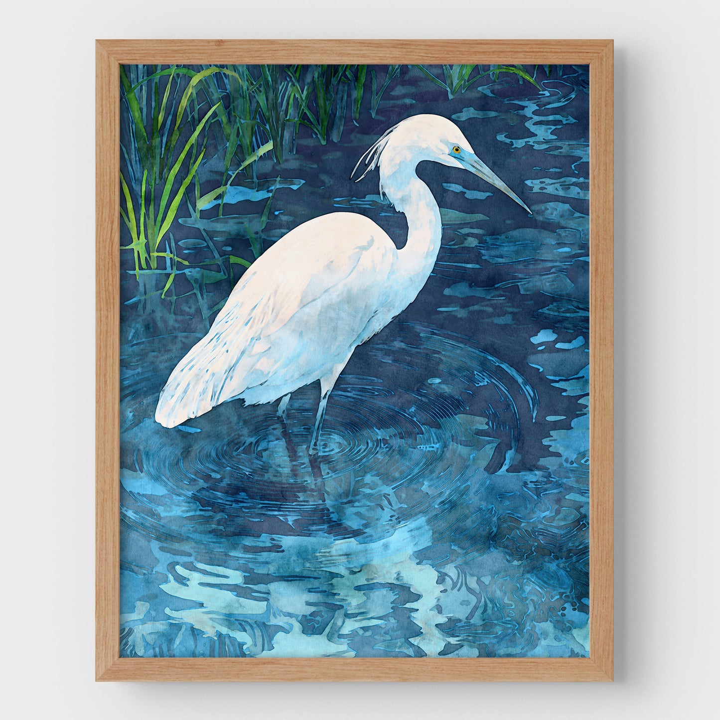 Snowy Egret Watercolor Print