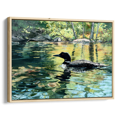 Common Loon Swimming in a Lake Art Print