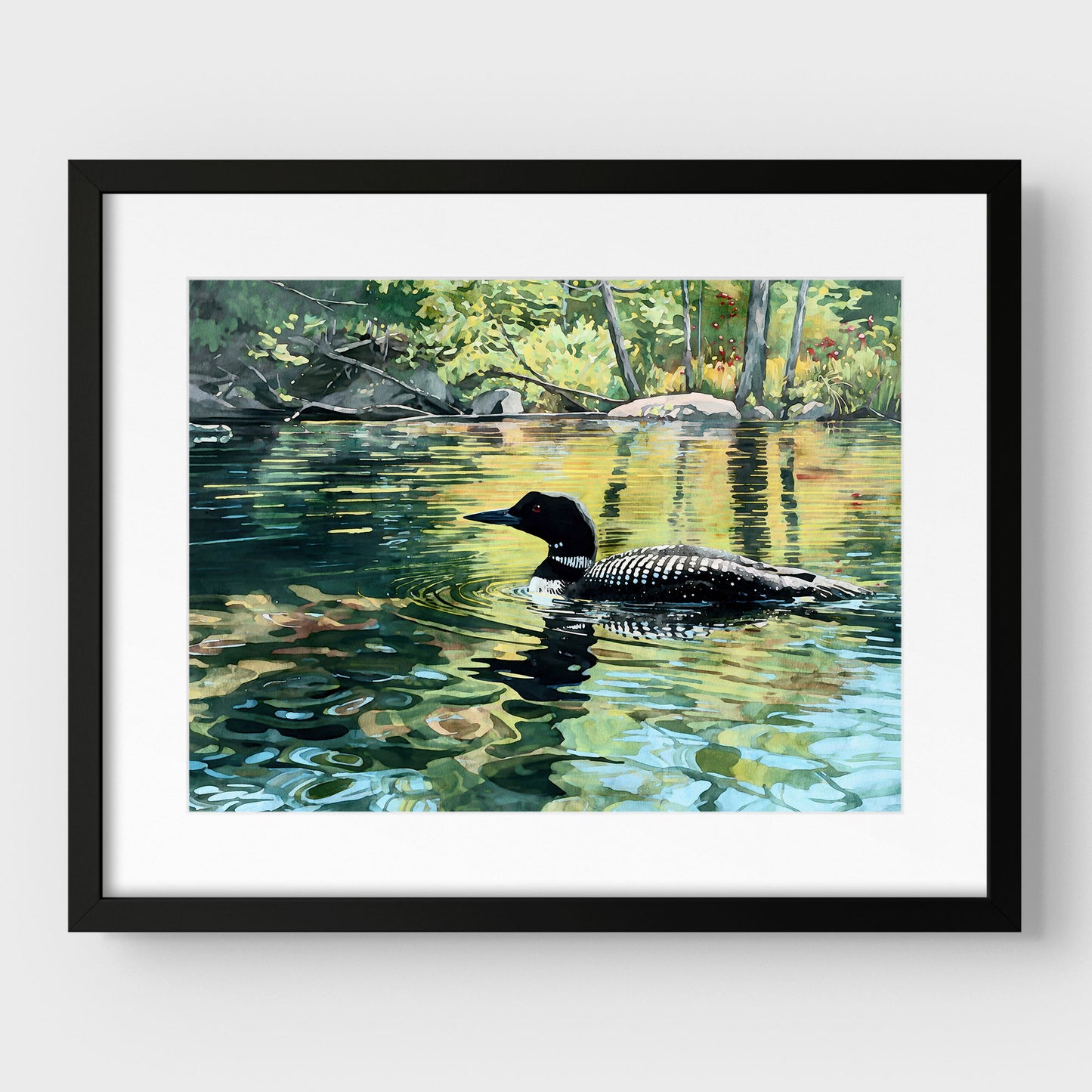 Common Loon Swimming in a Lake Art Print