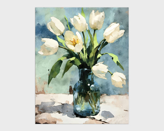 White Tulips Impressionist Still Life