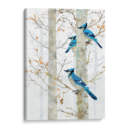 Blue Jay in Birch Forest Art Print