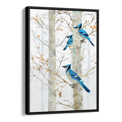 Blue Jay in Birch Forest Art Print