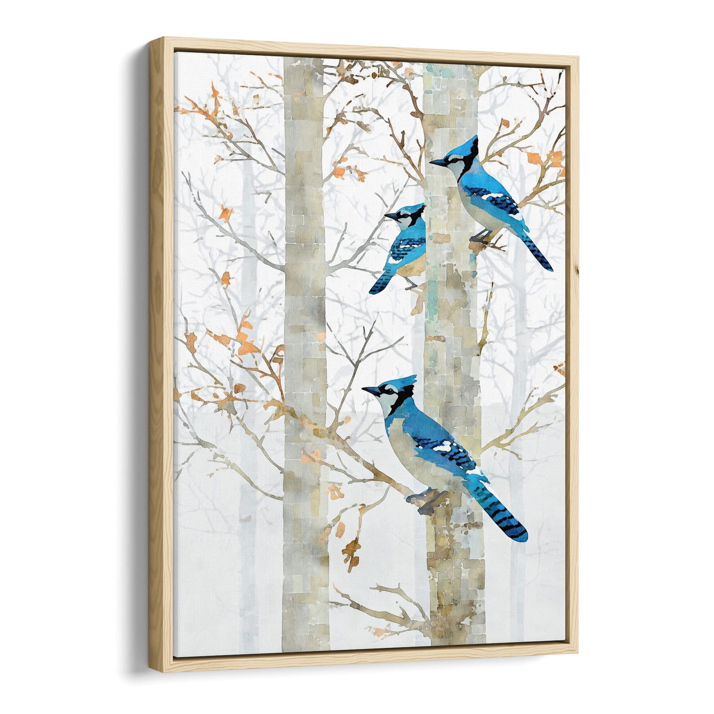 Blue Jay in Birch Forest Art Print