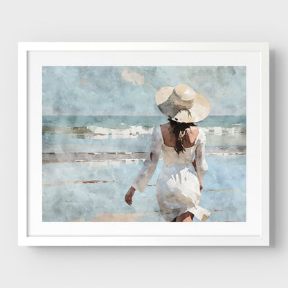 Woman in White at the Beach