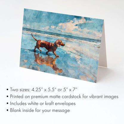 Dachshund on a Beach Horizontal Note Card