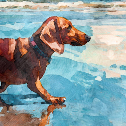 Dachshund on a Beach Horizontal Note Card