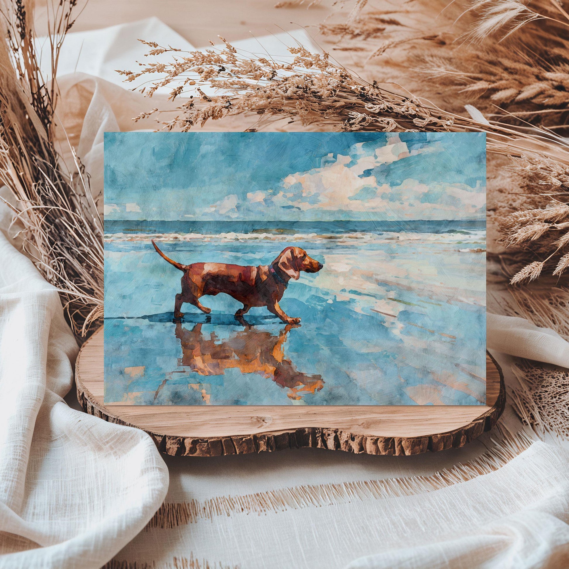 Dachshund on a Beach Horizontal Note Card