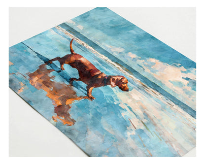 Dachshund on a Beach Horizontal Note Card